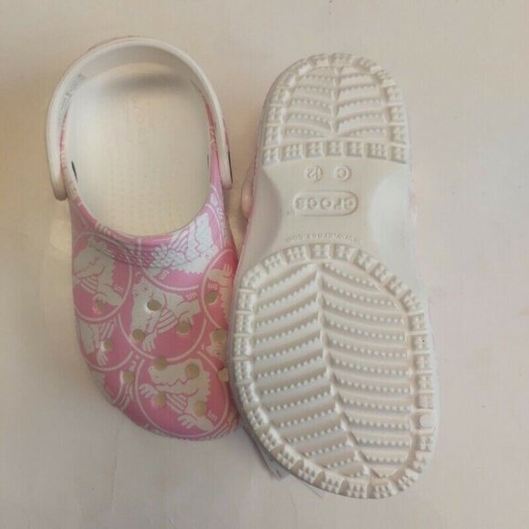 CROCS Classic Duke Print Clog Kids Size C12 Lightweight Slip On Shoes Kids Pink - Picture 7 of 8